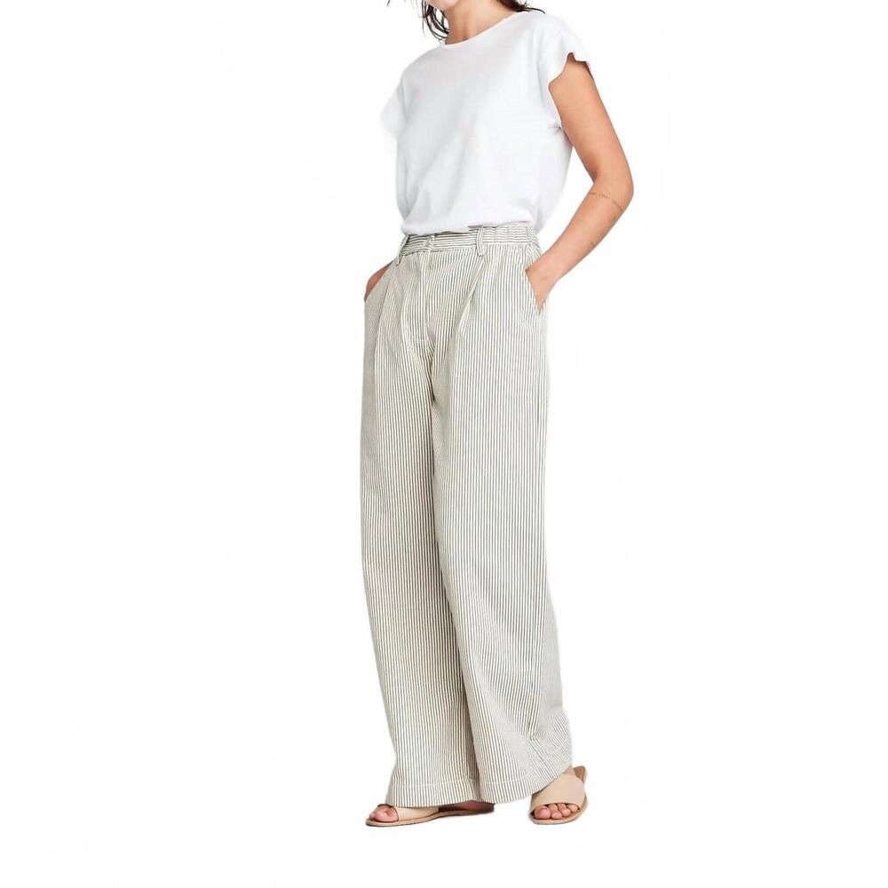 NEW SELF CONTRAST caroline wide leg pants in green